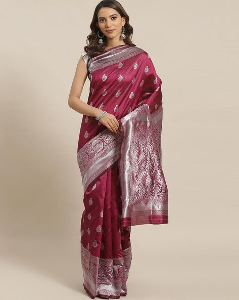 Buy Magenta Sarees for Women by AARRAH Online