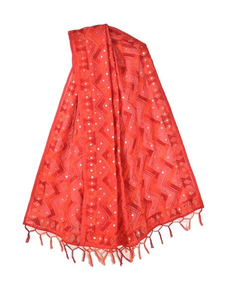 Zig-Zag Pattern Hand Embroidered Dupatta Price in India