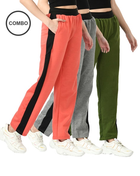 Clothina Striped Women Black, Red Track Pants - Price History