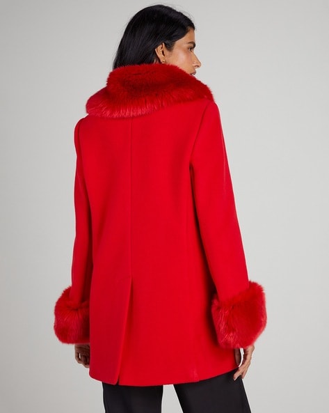 Kate spade red deals coat fur collar