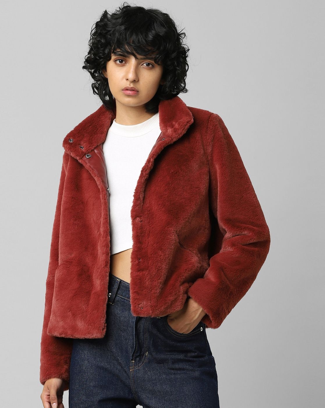 Maroon clearance fuzzy jacket