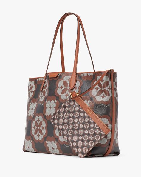 Oversized Spade Flower Jacquard Stripe Manhattan Large Tote