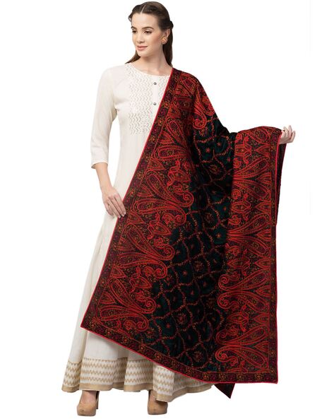 Kashmiri Thread Embroidered Velvet Dupatta Price in India