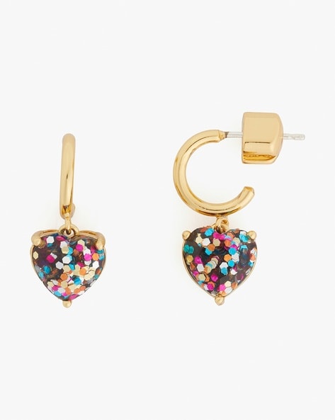 kate spade new york My Love Glitter Heart Huggie Earrings