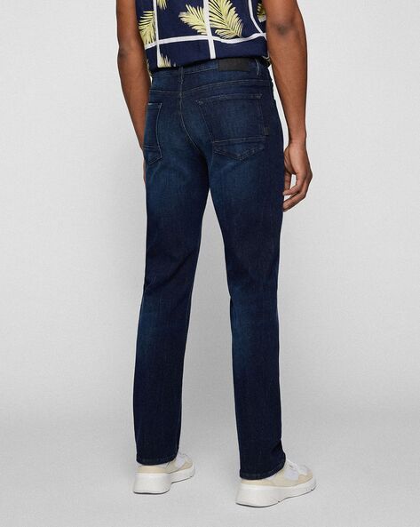 Buy BOSS Akron Relaxed-Fit Jeans in Stone Washed Denim, Blue Color Men