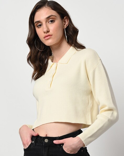 Womens jumper with shirt on sale collar