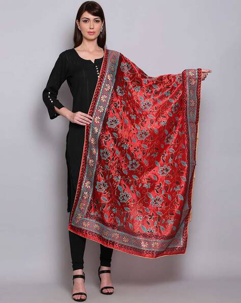 Floral Print Silk Dupatta Price in India