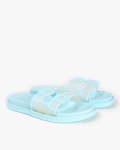 Gucci blue rubber slide heeled online sandals