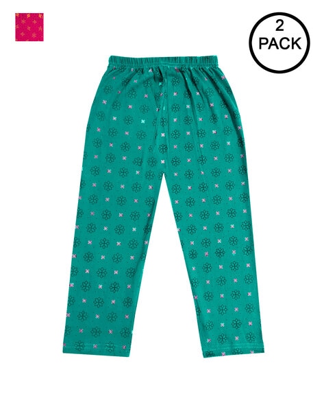 Buy Pink & Green Trousers & Pants for Girls by INDIWEAVES Online