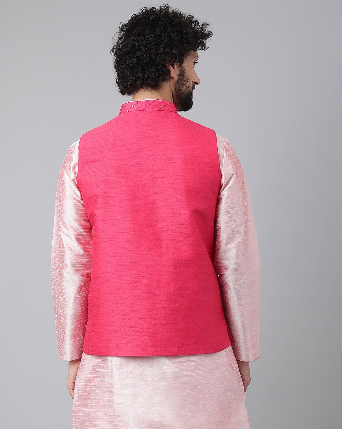 Rose Pink Kurta Set With Nehru Jacket Design by Anushree Reddy Men at  Pernia's Pop Up Shop 2024