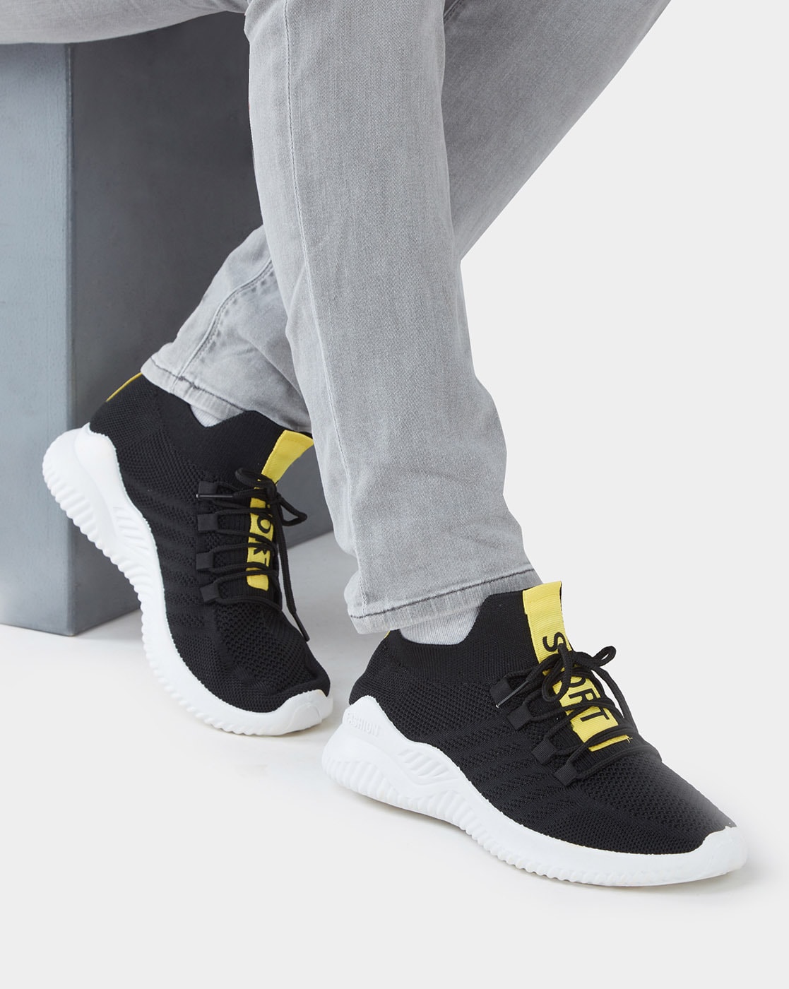 Buy Black & Yellow Sneakers for Men by Revs Online 