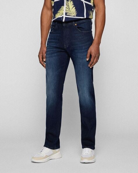 Buy BOSS Relaxed-Fit Jeans In Blue Super-Stretch Denim