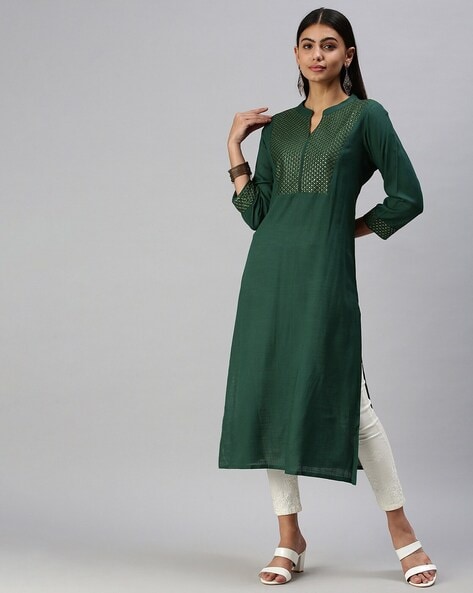 Teal Green Kurti With Palazzo Set for Women Online in India