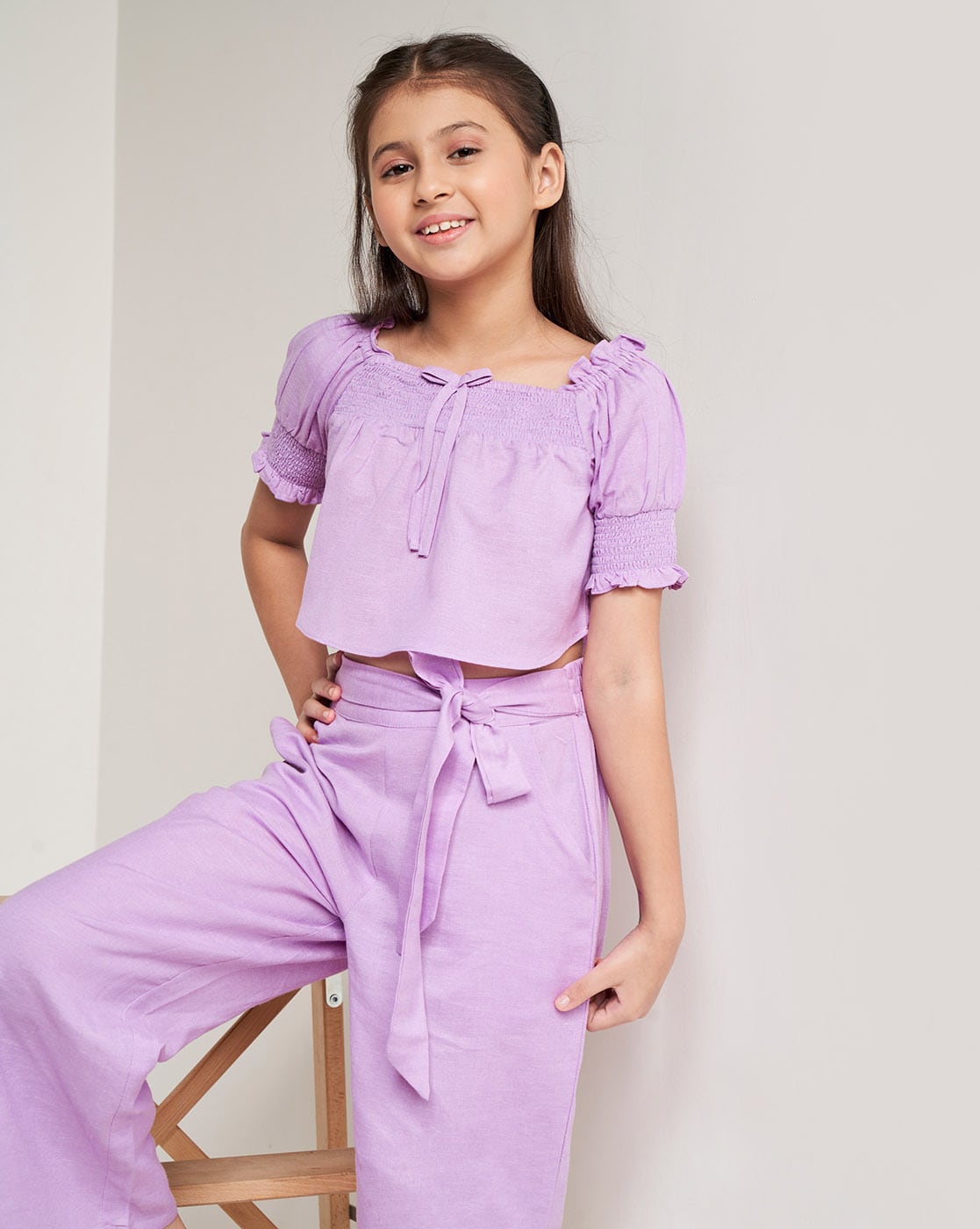 Rayon and Cotton Casual Wear Kids Plain Top with Palazzo Pant Set Age 2   12 years