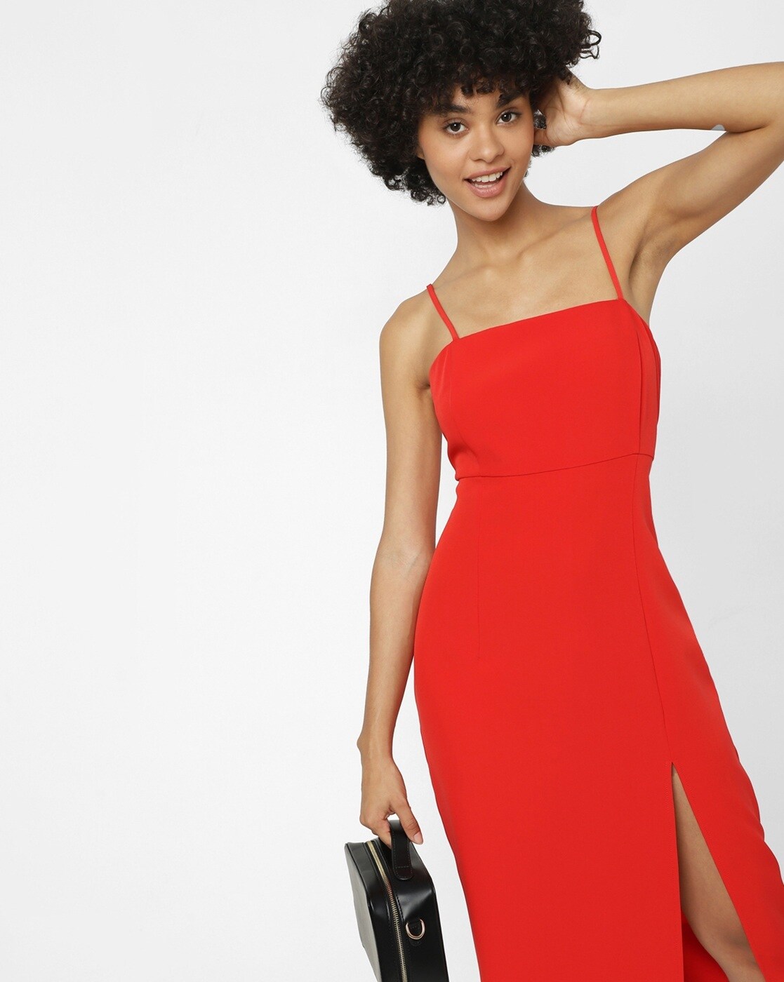 Buy Shades of Sabi Red Midi Dress with Drawstring Details (Small) at  Amazon.in