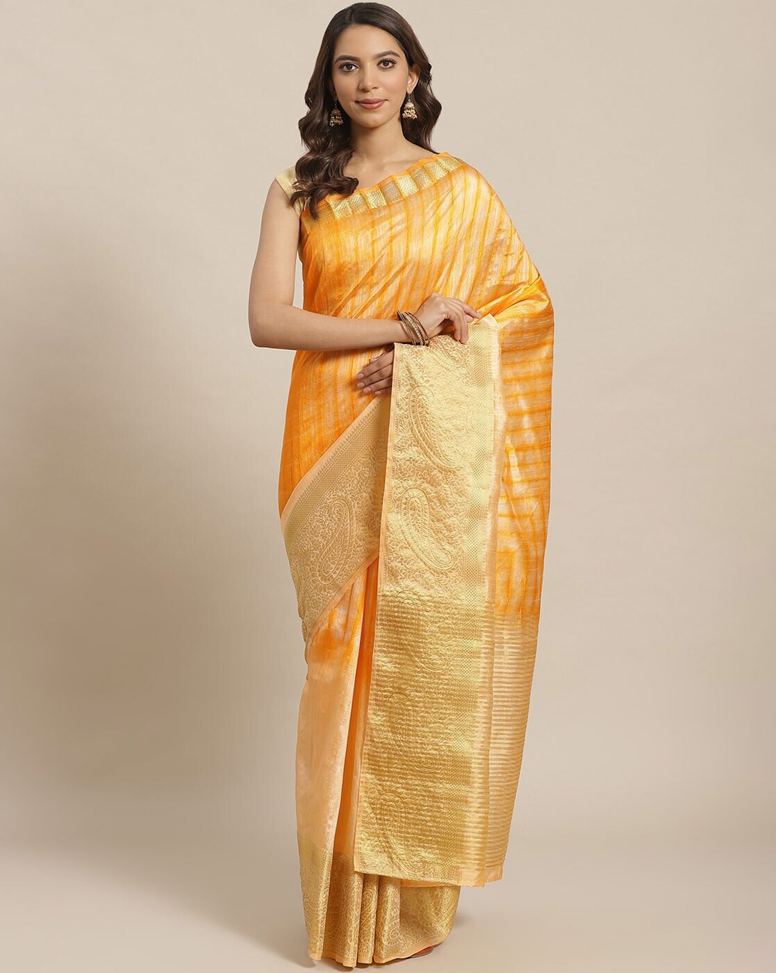 peach Colour Vichitra Silk heavy work Saree - Teeya Creation - 4215199