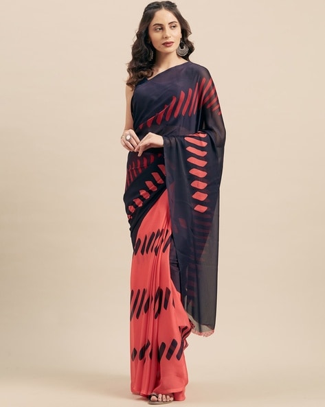 Designer Faux Georgette Saree Digital Printed And Blouse Piece - Urban  Libaas