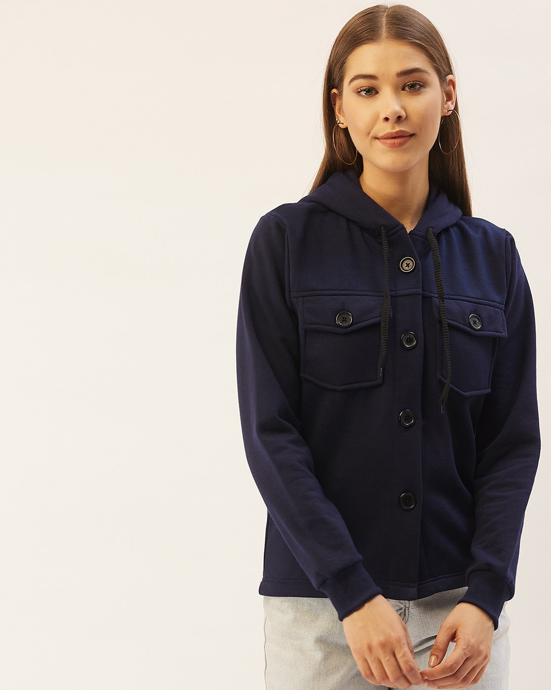 Crop Jacket with Button Closure