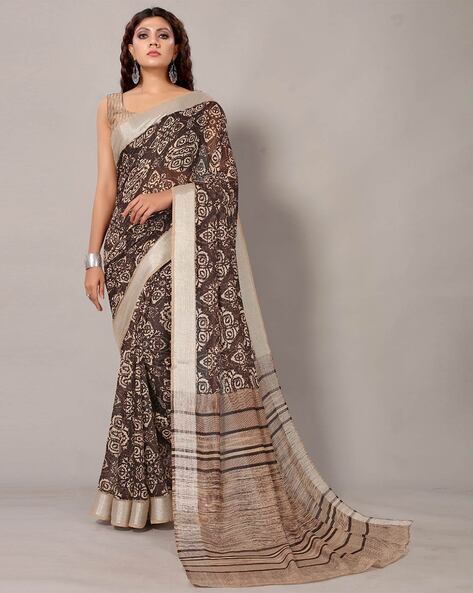 Buy Reeta Fashion Designer BrownSoft Litchi Silk ClothJacquard WorkSaree  with Unstitched Blouse RFS1174 Soft Litchi Silk Cloth|Saree|FestiveSaree| Saree coleection|Saree for women|Desginer Saree Online at Best Prices in  India - JioMart.