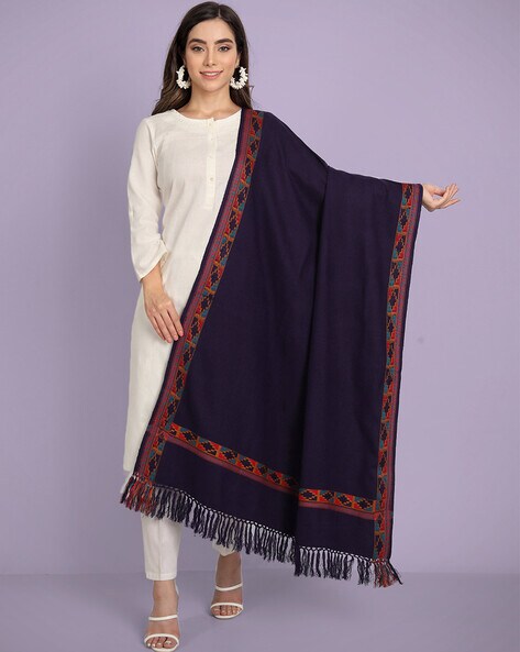 Woven Border Shawl with Tassels Price in India