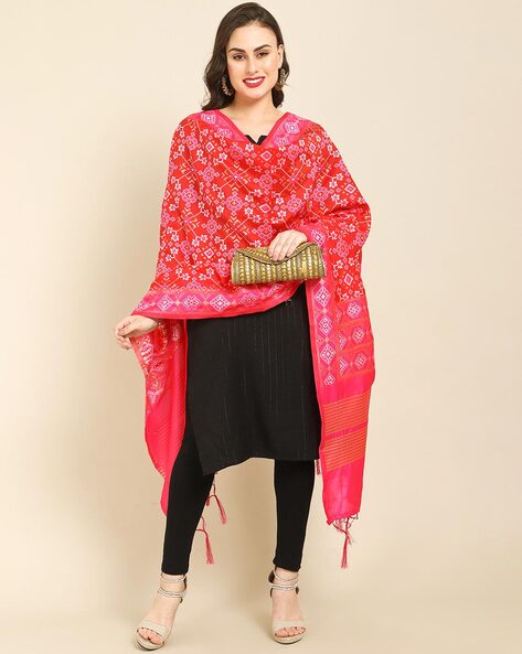 Silk Printed Dupatta with Tassels Price in India