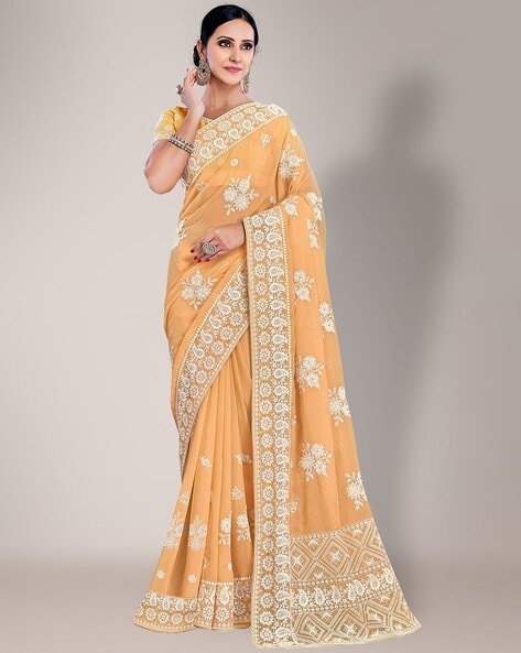 Traditional Slub Silk Lakhnavi Weaving Saree | Vastranand