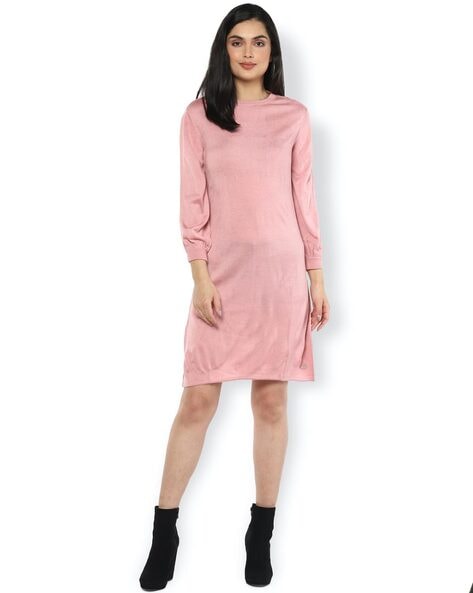 ribbed crew neck dress