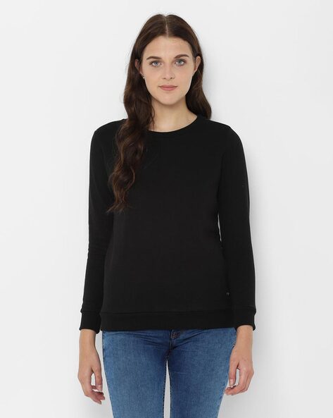 Round-Neck Sweatshirt with Ribbed Hem