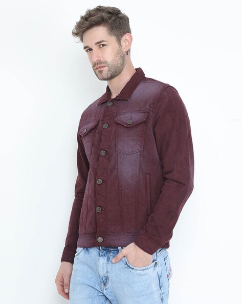 Buy ONLY Women Maroon Denim Jacket - Jackets for Women 213373 | Myntra