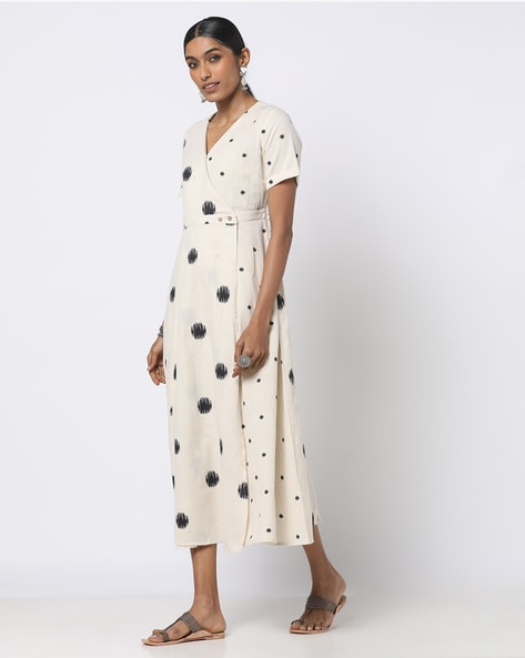 warehouse black and white spot dress