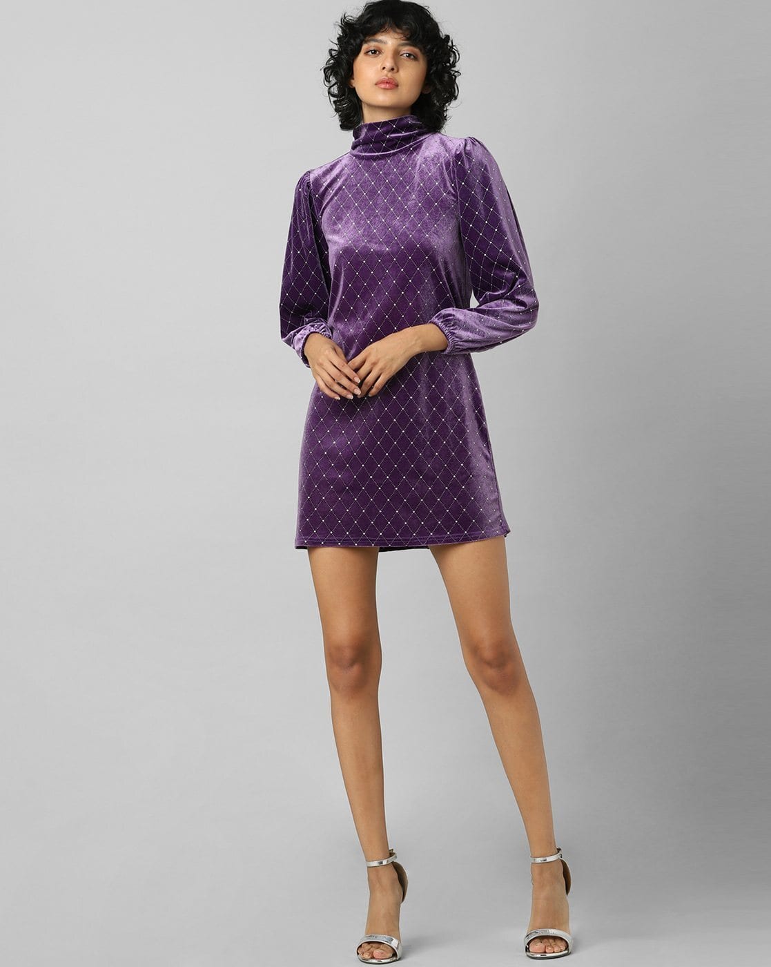 Embellished Turtleneck Shift Dress