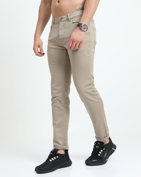 Buy Arrow New York Beige Slim Fit Trousers for Mens Online @ Tata CLiQ