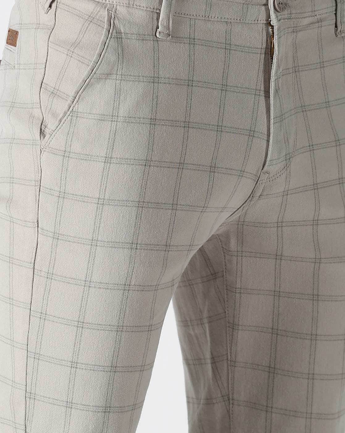 Men's Casual Plaid Print Skinny Pencil Pants Zipper Elastic Waist Pants  Trousers Men Colorful Pants (Khaki, S) at Amazon Men's Clothing store