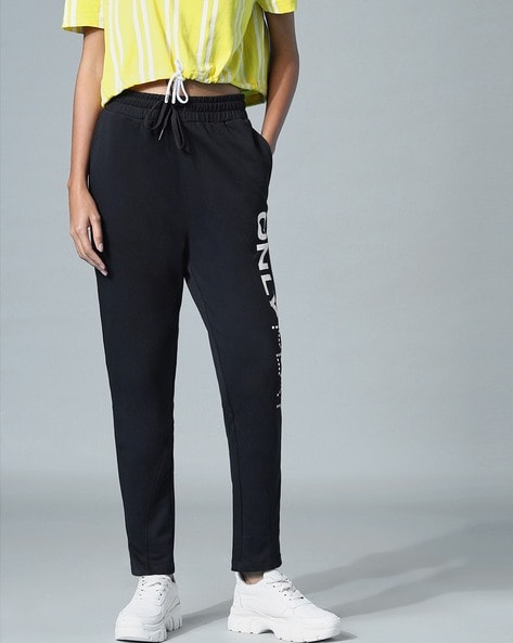 Shop Slim Fit Printed Track Pants with Drawstring Waistband Online