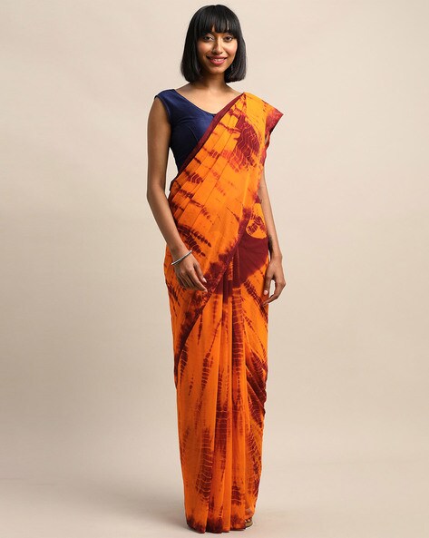 Unnati Silks Maroon Silk Woven Saree With Unstitched Blouse