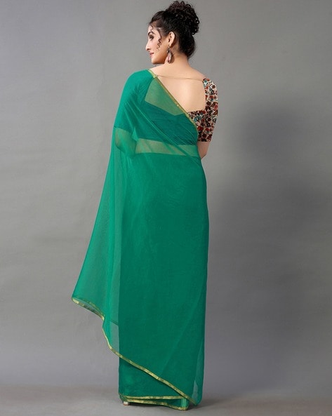 Chiffon Plain Saree In Green Colour - SR5130365