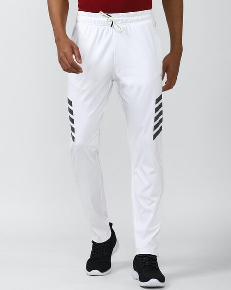 Men Straight Track Pants with Brand Print