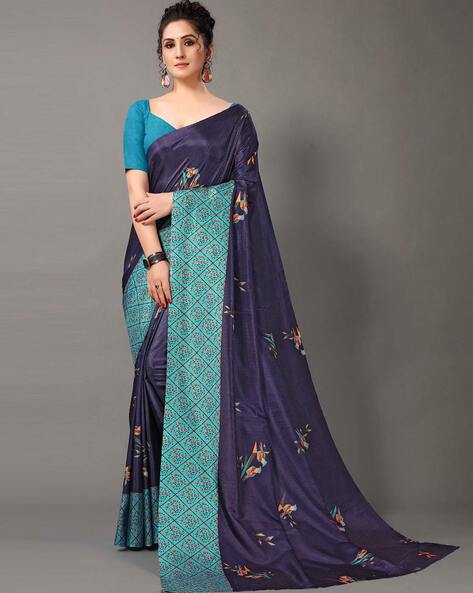 Dark Blue Washable And Breathable Pure Georgette Embroidery Saree With  Blouse For Ladies at Best Price in Delhi | Raghav Creation