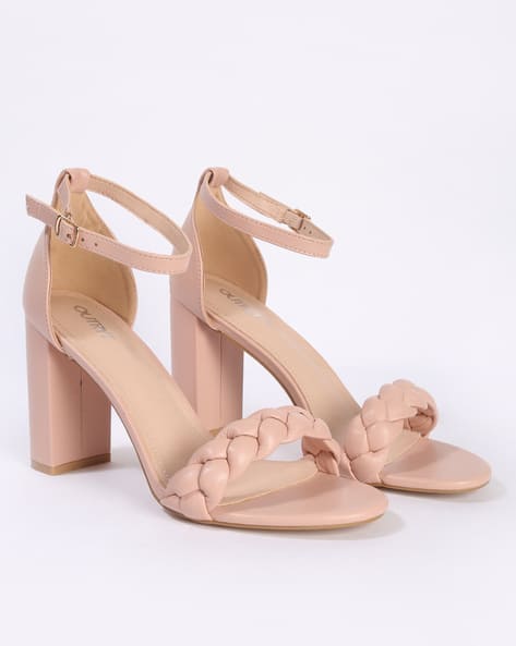 Women Braided Chunky Heeled Sandals