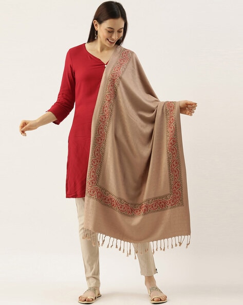 Embroidered Stole with Tassels Price in India