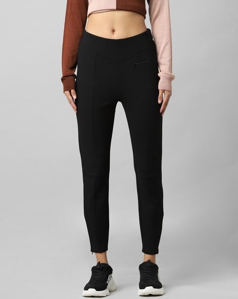 Girls black faux leather zip pocket leggings | River Island