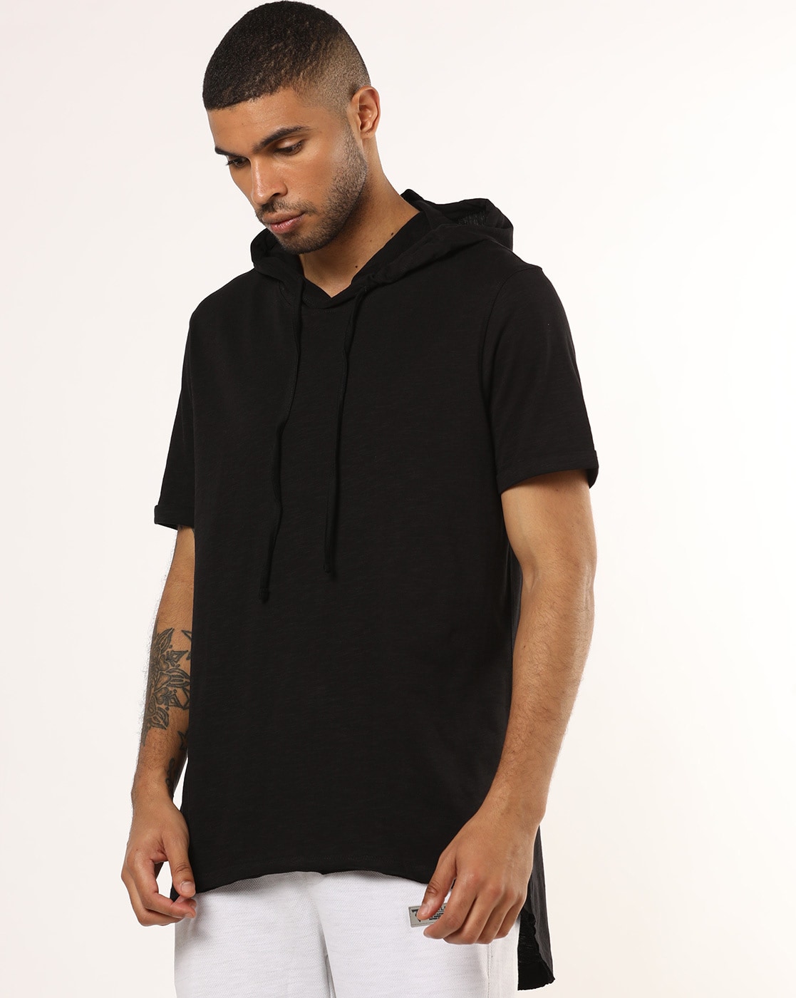 Black hooded cheap t shirt