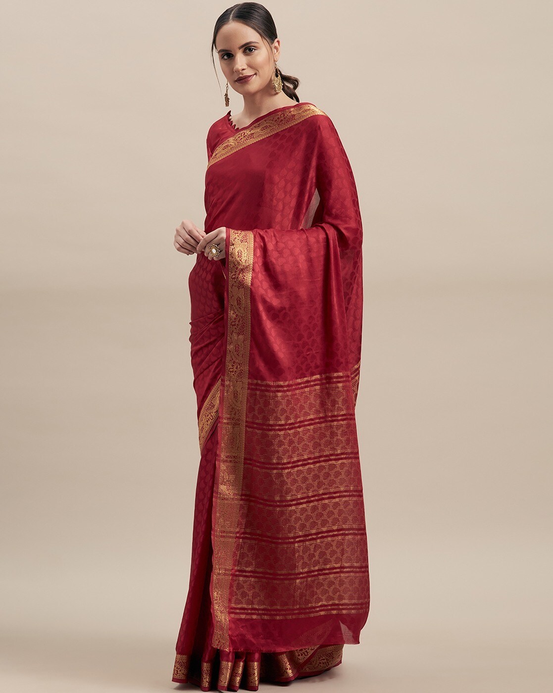 Buy Beige Sarees for Women by Vastukala Online | Ajio.com