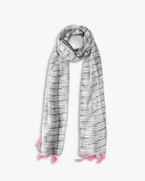 Striped Scarf with Tassels Price in India