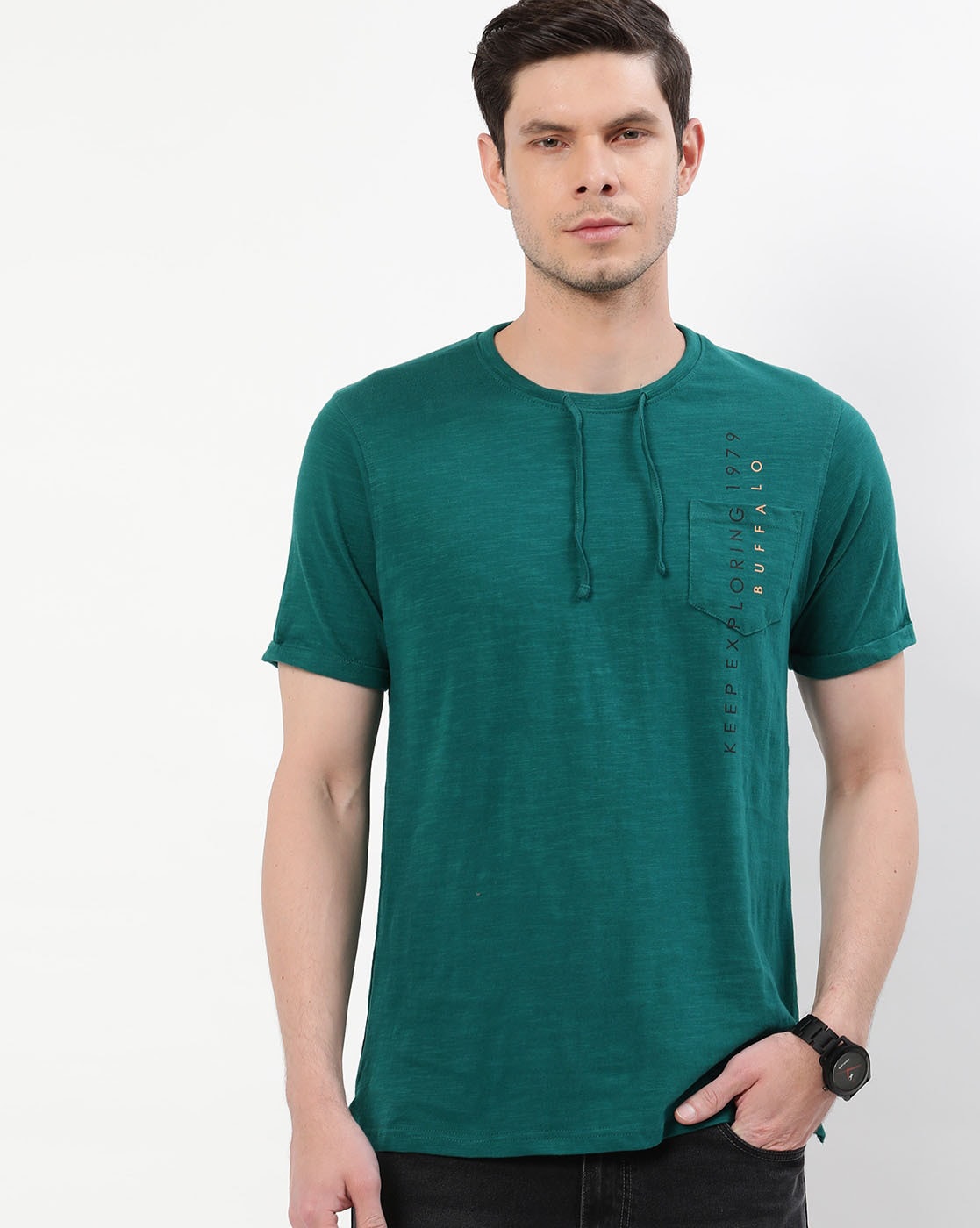 Relaxed Fit Waffle T-Shirt With Embroidery – PENSHOPPE