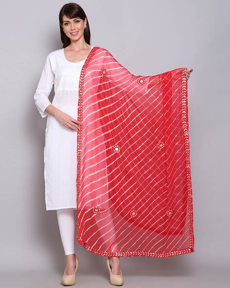 Embellished Striped Dupatta Price in India