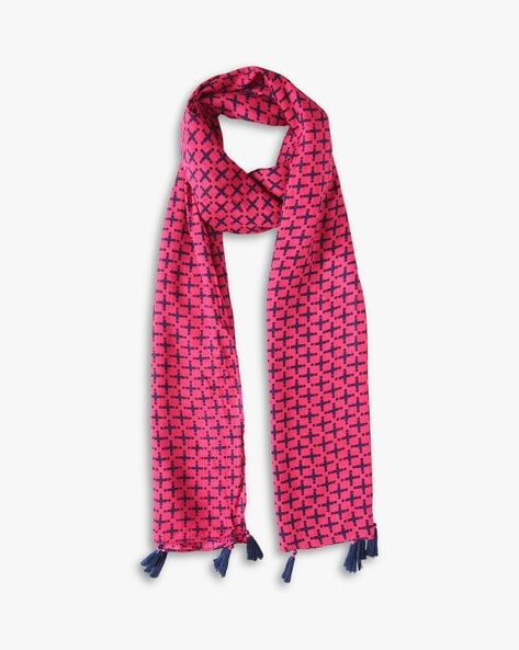 BB Geometric Print Scarf with Tassels Price in India