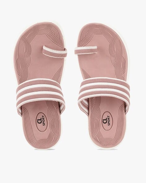 Striped Toe-Ring Flat Sandals