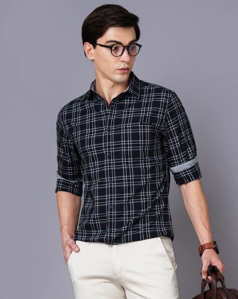 Buy Locomotive Black/Grey Slim Fit Checked Casual Shirt for Men Online at  Rs.500 - Ketch