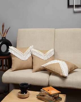 Pack of 3 Jute Cushion Covers with Zip Closure-image-6